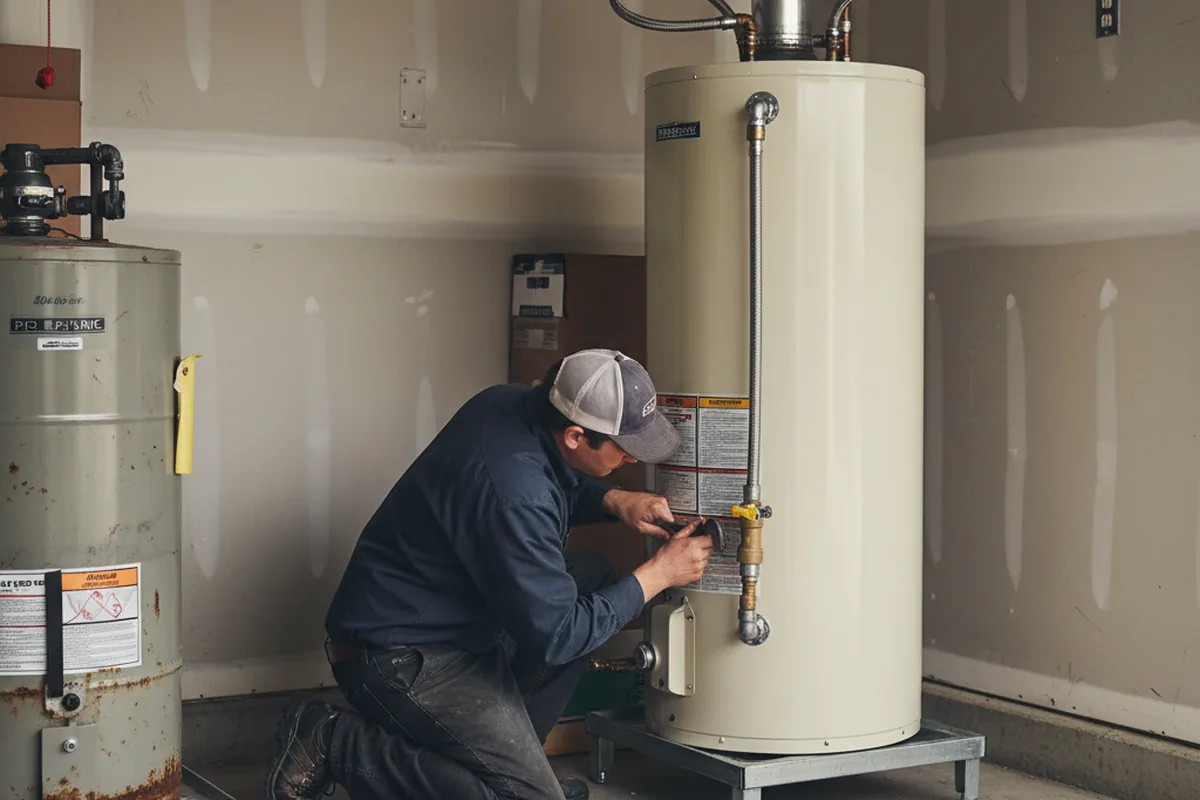 Water heater and shutoff valve replacement in Adena