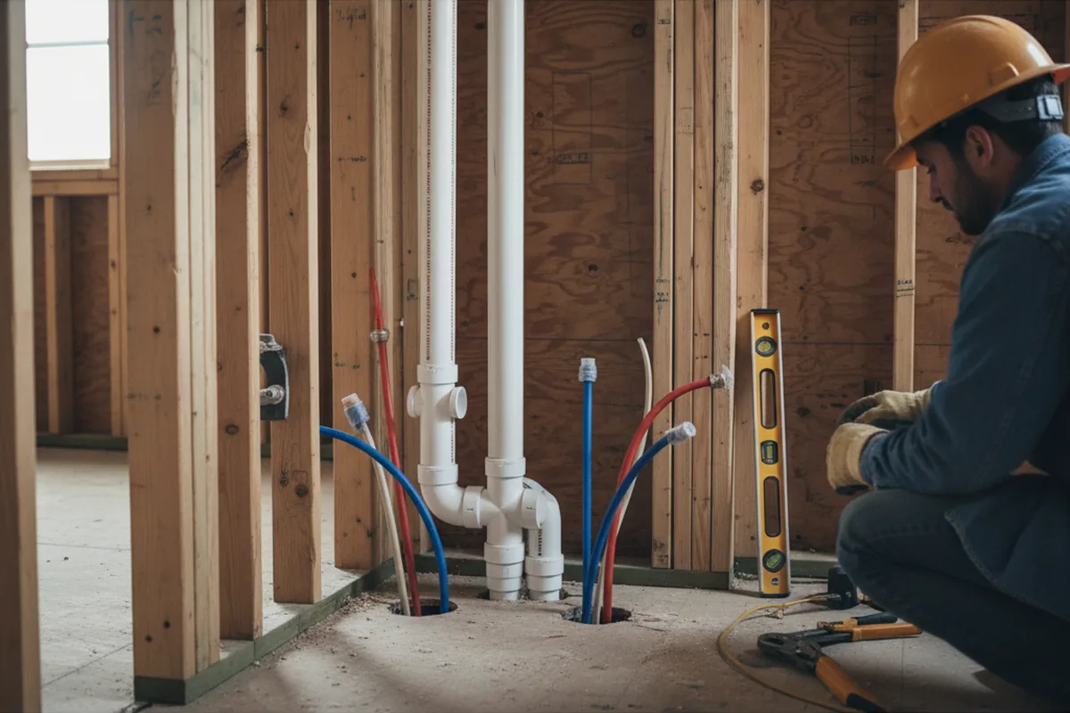 Drain and supply rough-in during Leak Detection in Adena